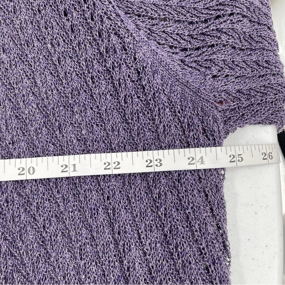 Coldwater Creek Purple Open Knit Cotton Linen Blend Long Sleeve Hi Lo Cardigan - Picture 9 of 9